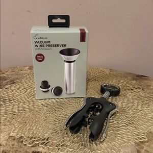 Rabbit Vacuum Wine Preserver with Stoppers and Winged Corkscrew Bundle